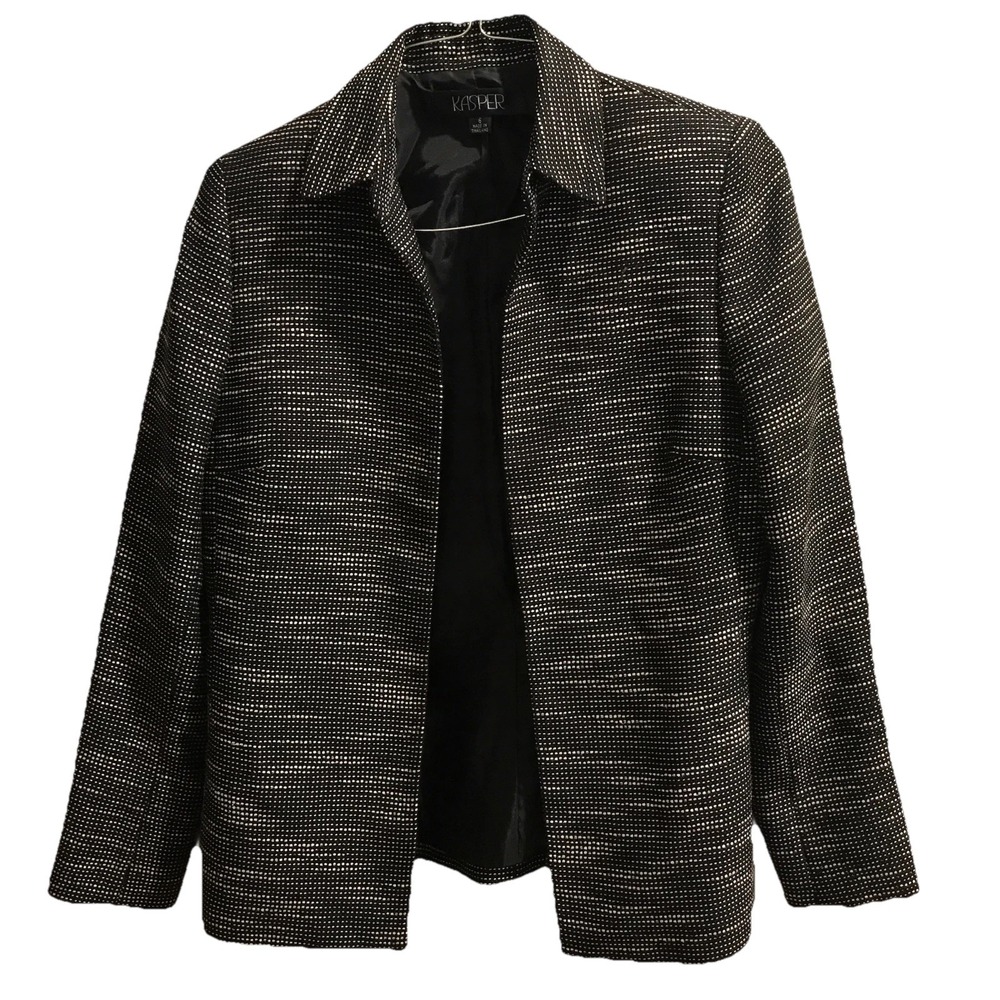 Kasper Women's Suit Jacket Collared Open Front Textured Workwear Office Size 6